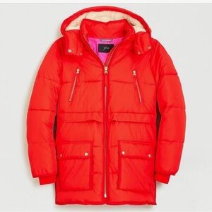 J. Crew PrimaLoft Chateau Puffer Jacket Red Size Small